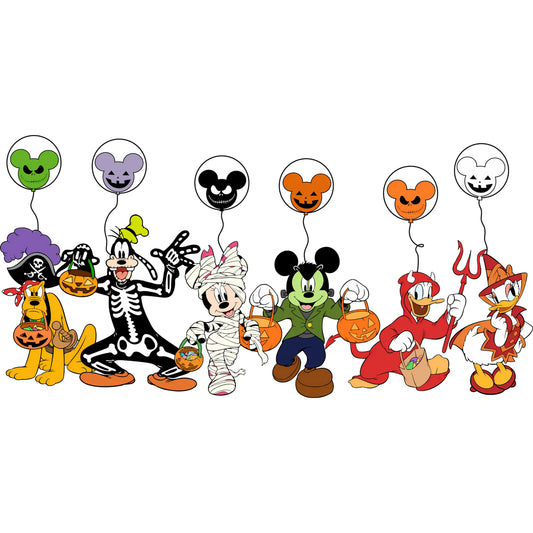 Theme Park Friends Trick Or Treat DTF Ready To Press Transfer
