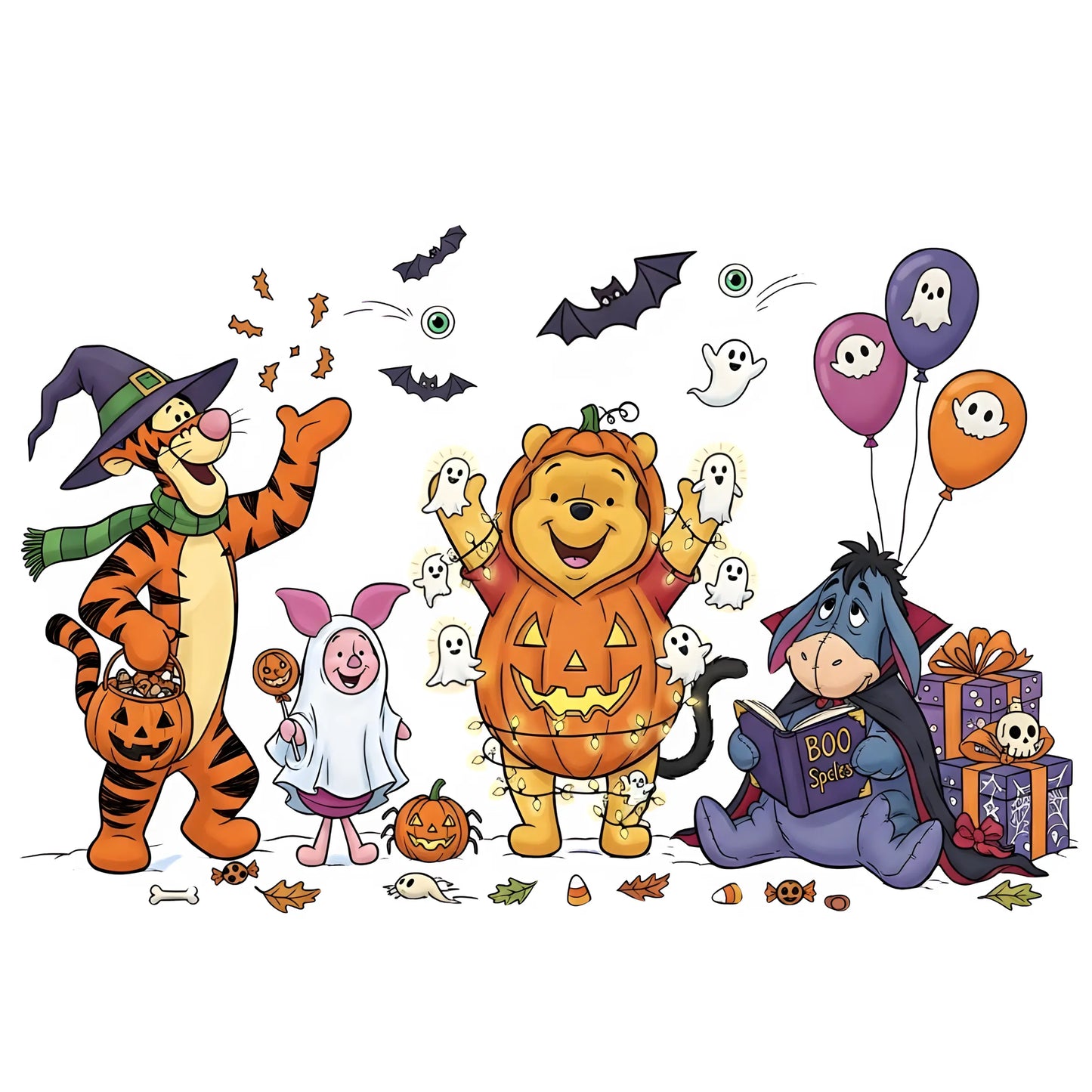 Classic Bear Pumpkin Trick Or Treat DTF Ready To Press Transfer