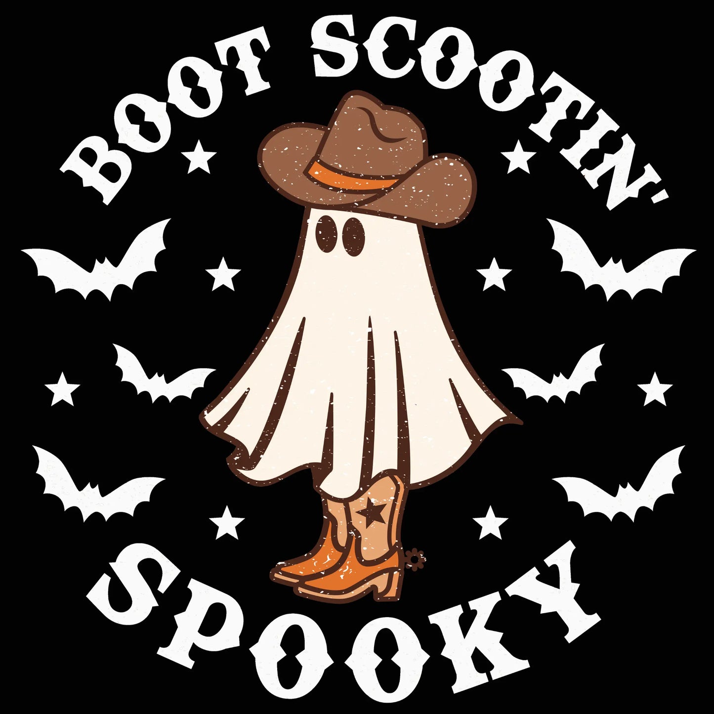 Boot Scootin' Spooky Cowboy Ghost DTF Ready To Press Transfer