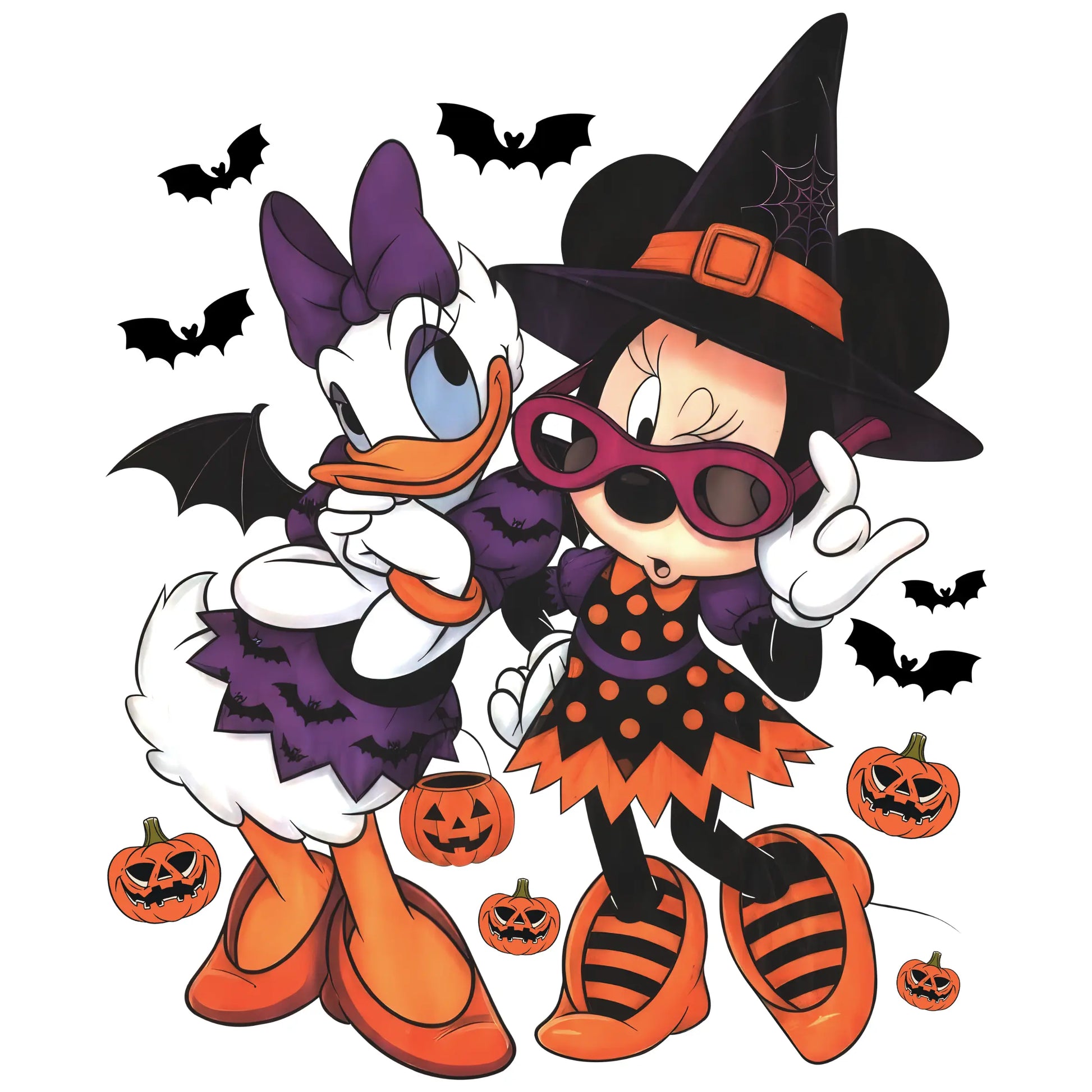 Theme Park Witch Mouse And Bat Duck DTF Ready To Press Transfer