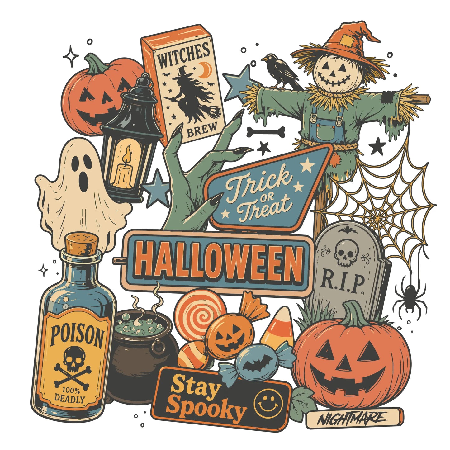 Vintage Halloween Collage DTF Ready To Press Transfer