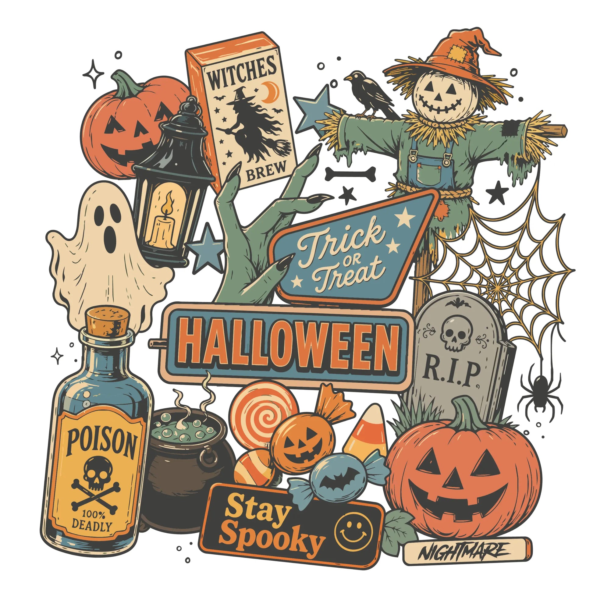 Vintage Halloween Collage DTF Ready To Press Transfer